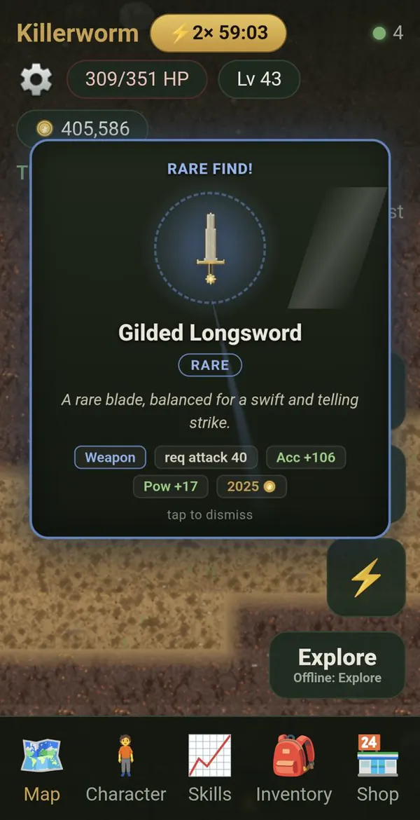 A Wanderer equipment reward ready for improvement