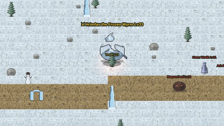 Fighting the Frozen Wyrm boss in Wanderer