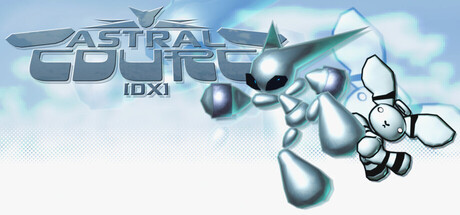 ASTRAL COURT DX logo art with a white angel-like robot and a black-and-white bunny-patterned companion character