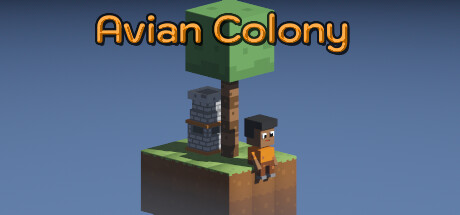 Avian Colony logo art with a colonist standing beside a tree on a small floating island