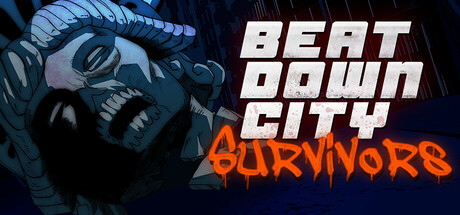 Stylized key art showing a grotesque, tentacled zombie head beside the game's jagged red-and-white Beatdown City Survivors logo