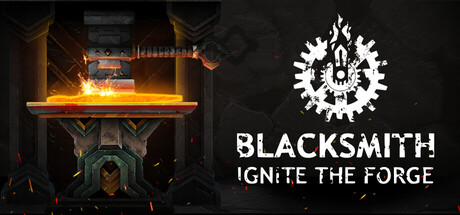 Key art showing a hammer striking a glowing sword on an anvil, beside the game's logo