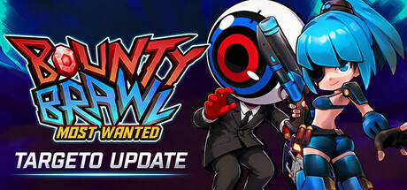 Key art for the Bounty Brawl: Most Wanted Targeto update, showing a masked enforcer and a blue-haired hunter