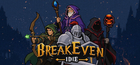 BreakEven - Idle key art showing the Archer, Mage, Knight and Necromancer classes