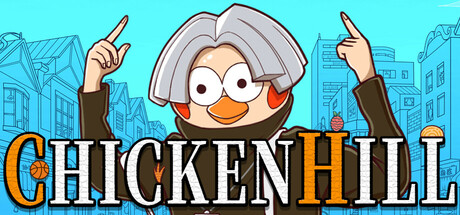 Chicken Hill title card with a chicken-headed character pointing at the logo