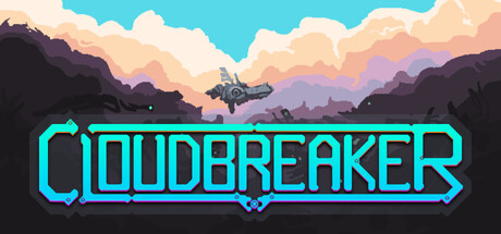 Cloudbreaker key art showing a small airship flying over cloud-covered mountains