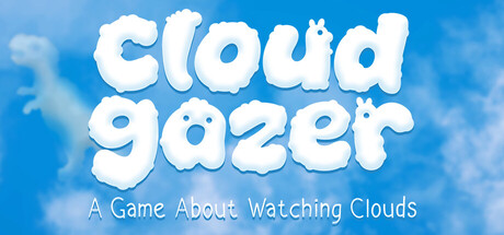 The Cloudgazer logo over a blue sky, with a faint dinosaur-shaped cloud visible in the background