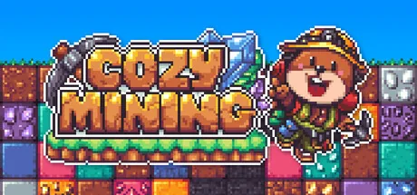 Key art for Cozy Mining showing a pixel-art miner character