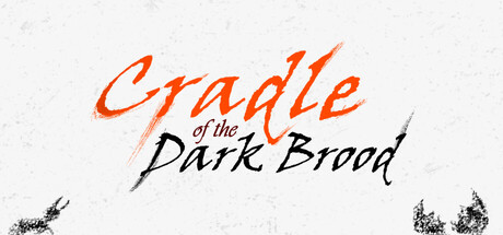 Cradle of the Dark Brood logo in a hand-painted red and black script over a pale cracked background