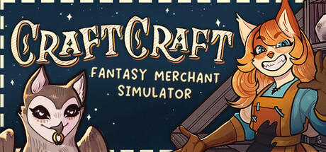 Logo art for CraftCraft: Fantasy Merchant Simulator, featuring the game's fox and owl characters