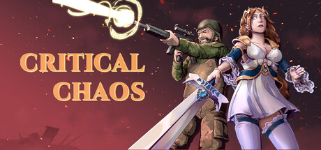 Key art showing a soldier aiming a rifle beside an armoured woman wielding a sword, beneath the Critical Chaos logo