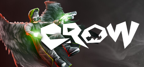 CROW key art showing Nomad leaping through the air with wings and a pistol