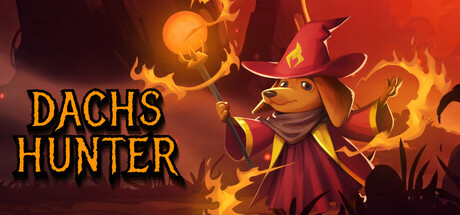 Key art showing Pitty the dachshund wizard casting a fire spell amid flames