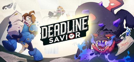 Key art for Deadline Savior showing a pixel-art hero beside the game's logo