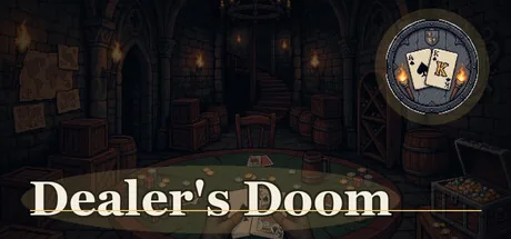 A blackjack table with escalating boss modifiers in Dealer's Doom