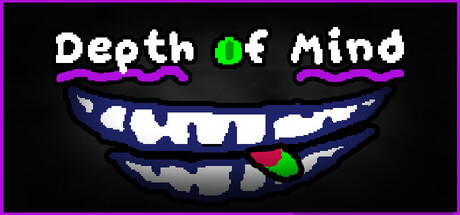 Title art for Depth of Mind, a stylized mouth with clenched teeth on a black background