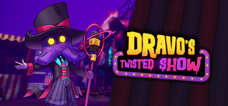 Key art showing the sinister ringmaster Dravo in a top hat beside the game's neon carnival-sign logo