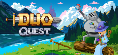 Key art for Duo Quest with a knight and a witch character beside the logo