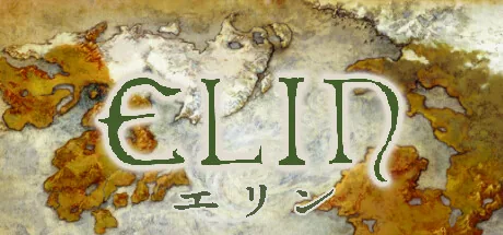 Elin key art -- the game's logo in English and Japanese over a weathered fantasy world map
