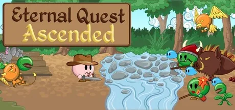 Eternal Quest: Ascended title card, showing a small blue hero facing off against forest monsters beside a stream