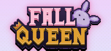 Fall Queen title logo in pink and gold lettering beside a small bunny-eared character head