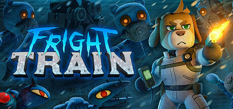 Key art showing Doug Barker aiming a flare pistol against a pack of glowing-eyed animal monsters in a snowstorm