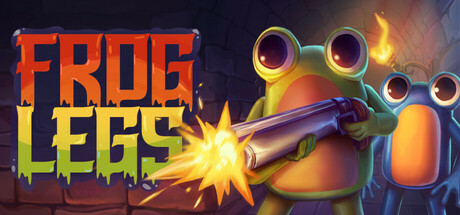 Frog Legs key art showing two frogs, one wielding a shotgun
