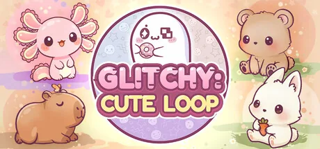 The Glitchy mascot character surrounded by cute scene details in Glitchy: Cute Loop