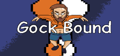 Gockbound key art, showing a bearded pixel-art character with arms outstretched over the game's logo