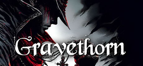 Gravethorn key art showing a hooded Inquisitor and a scythe-wielding figure facing away from each other against a dark gothic background