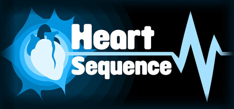 The Heart Sequence logo, showing a glowing blue anatomical heart beside the game's name and a heartbeat line graphic