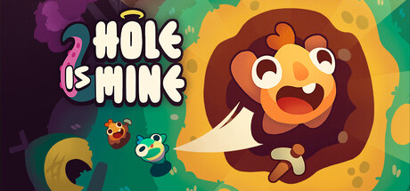 Hole Is Mine logo beside a cheerful cartoon creature bursting out of a glowing hole, flanked by two smaller Mini'Ohs