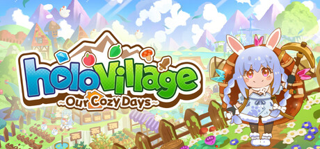 Key art for holoVillage: Our Cozy Days showing a chibi Hololive talent character in a village setting