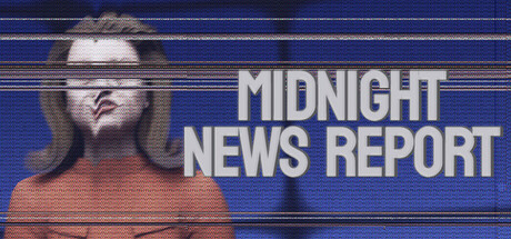 The Midnight News Report logo over a static-warped, distorted portrait of a woman with a blank white face