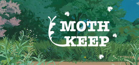 Mothkeep title art showing moths fluttering through a lush painted garden