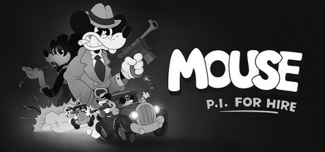 MOUSE: P.I. For Hire key art showing Jack Pepper and other rubber-hose mouse characters in a car chase