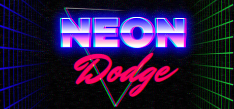 Neon Dodge logo in pink and blue neon lettering against a grid backdrop