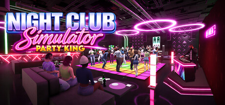 Night Club Simulator: Party King key art showing a crowded dance floor under neon lighting
