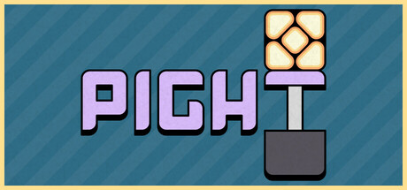 The Pight logo in blocky lettering beside a small piston icon, set against a teal striped background