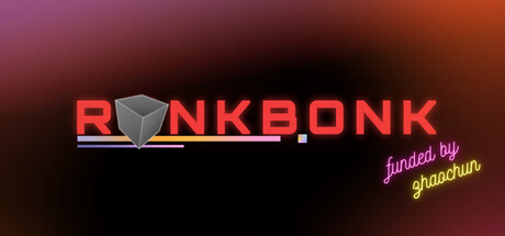 The RonkBonk wordmark logo with a wireframe cube set into the O, on a neon gradient background reading funded by zhaochun