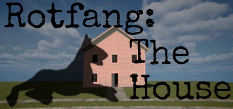 Rotfang: The House title art showing a dog's silhouette beside a suburban house against a cloudy sky