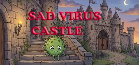 The Sad Virus mascot exploring a castle setting in Sad Virus Castle