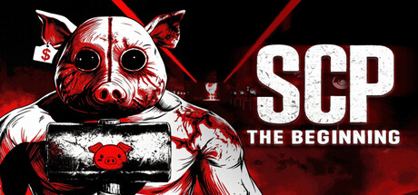 SCP The Beginning key art showing a masked figure with a pig-skull mask holding a bloodied cleaver