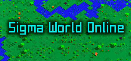 The Sigma World Online logo overlaid on a blocky green voxel landscape