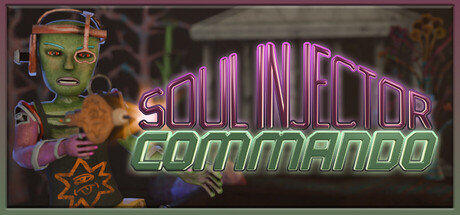 Soul Injector Commando key art, showing the green-skinned player character beside the game's psychedelic logo
