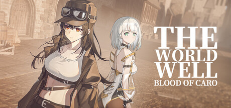 Key art for The World Well: Blood of Caro, showing 4 and Noma standing back to back against a stone city backdrop