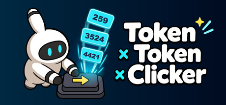 Token x Token x Clicker title art with a robot dropping numbered token embers onto a scanner pad