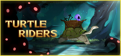 Turtle Riders key art showing a rider atop a giant turtle in a glowing swamp forest