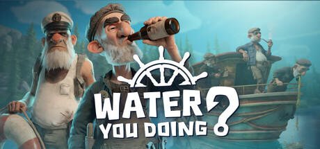 Key art showing the crew of Rusty the Bill, an old riverboat, with the game's logo