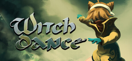 Key art for Witch Dance showing the witch character mid-leap beside the game's stylised logo